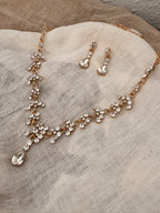 Schmuckset Gold mit Strass – Halskette & Ohrringe | Brautschmuck Hochzeit Damen