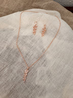 Schmuckset Roségold mit Blatt Design – Halskette & Ohrringe mit Zirkonia | Brautschmuck Hochzeit Damen