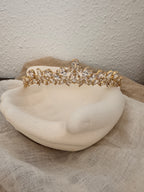 Diadem Gold – AAA+ Zirkonia Tiara 3,5 cm Braut Haarschmuck | ONDEGO®
