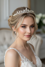 Diadem Gold – AAA+ Zirkonia Tiara 3,5 cm Braut Haarschmuck | ONDEGO®