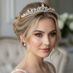 Diadem Gold – AAA+ Zirkonia Tiara 3,5 cm Braut Haarschmuck | ONDEGO®