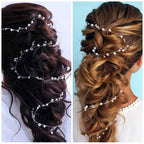 XXL Haardraht Perlen Silber – 80 cm | Brautschmuck Haarranke | ONDEGO®