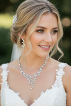 Zirkonia Schmuckset mit Collier & Ohrringen – eleganter Brautschmuck in Silber | ONDEGO®