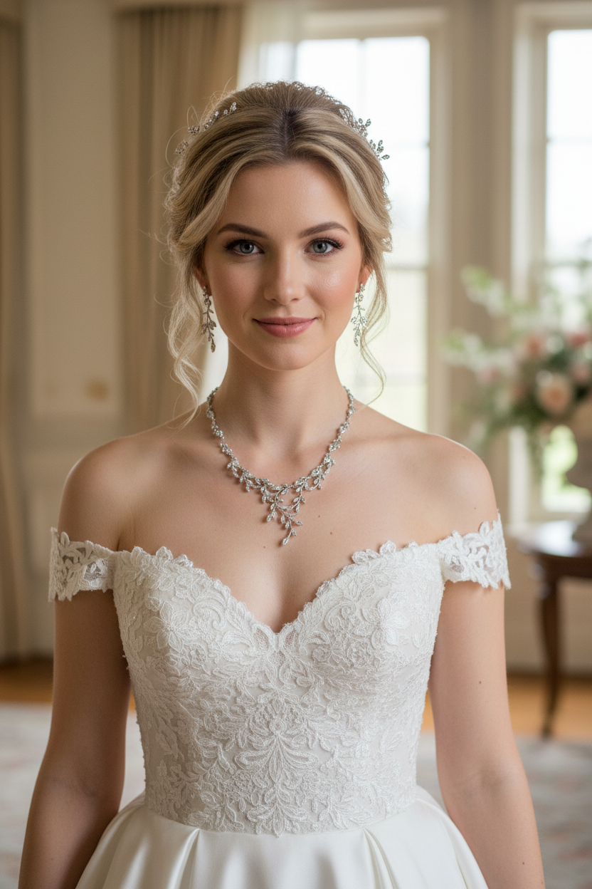 Zirkonia Schmuckset mit Collier & Ohrringen – eleganter Brautschmuck in Silber | ONDEGO®