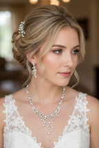 Zirkonia Schmuckset mit Collier & Ohrringen – eleganter Brautschmuck in Silber | ONDEGO®