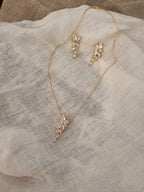 Brautschmuck Set Gold – Zirkonia Kette & Ohrringe 3,5 cm elegant | ONDEGO®