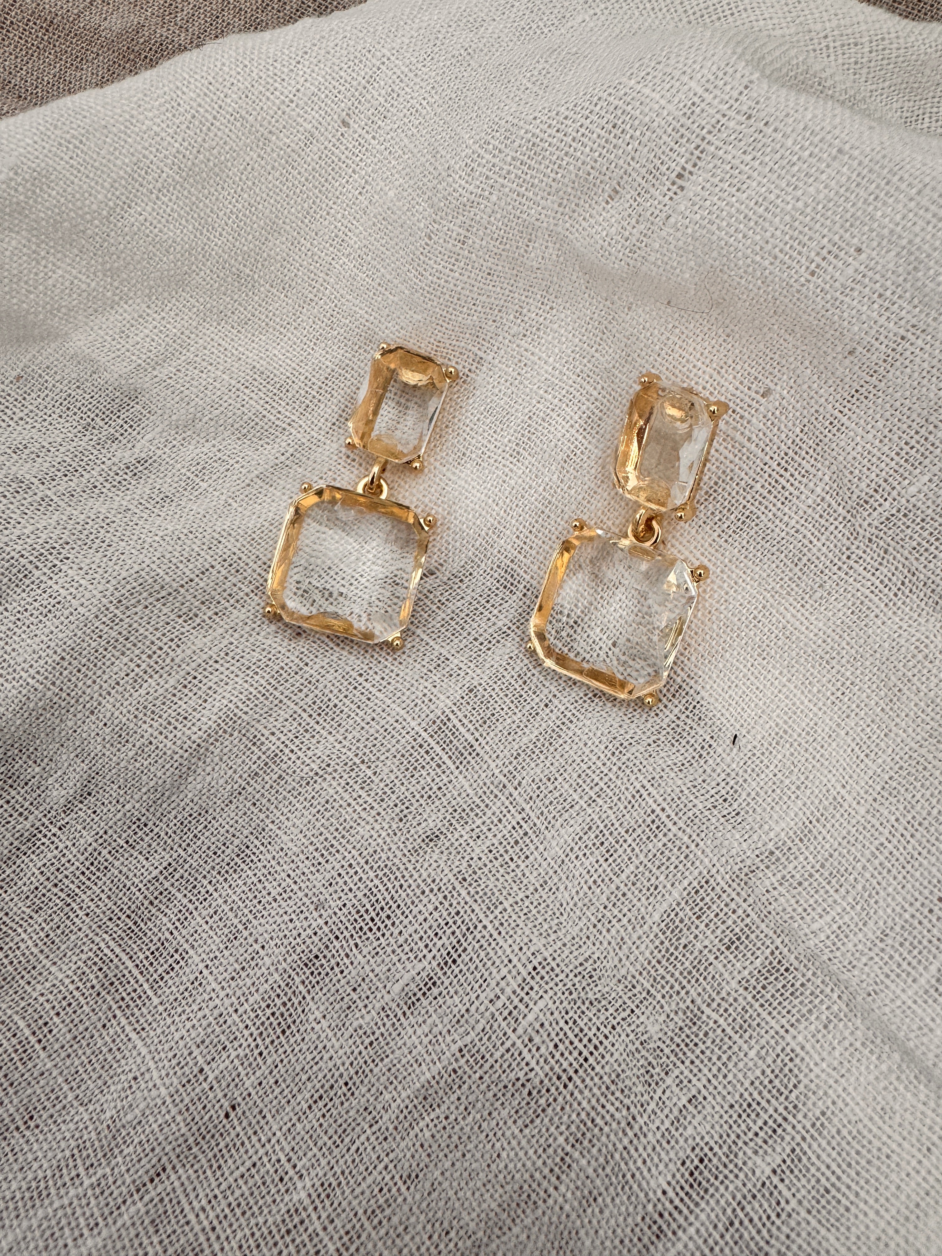 Elegante Ohrringe Gold mit klaren Steinen – 3,5 cm | ONDEGO®