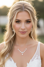 Halskette Gold mit Perle & Zirkonia – filigrane Brautkette im Blätterdesign