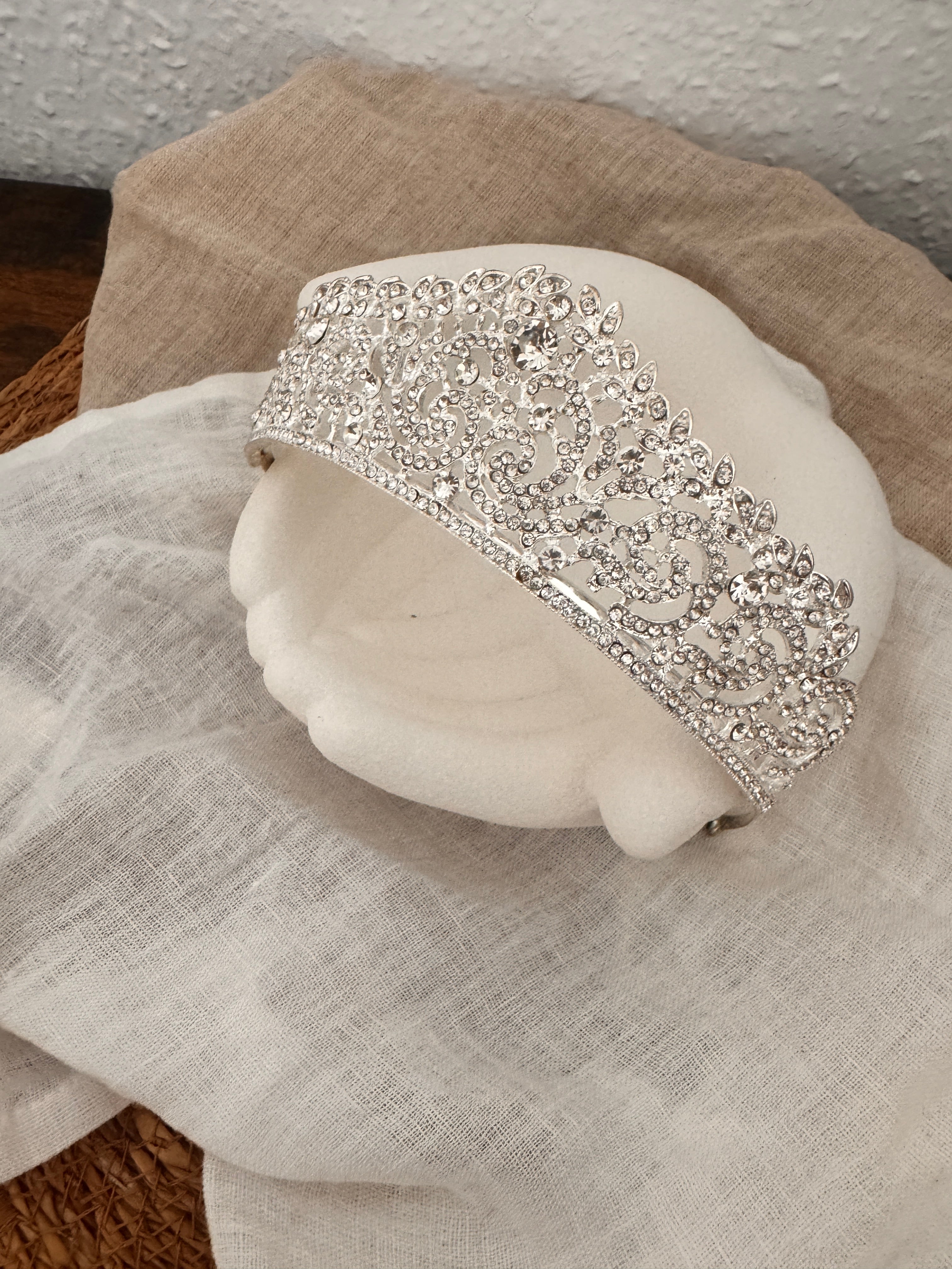Diadem Silber – Haarschmuck mit Strass 5 cm hoch | ONDEGO®