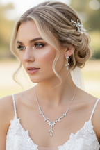 Zirkonia Schmuckset Silber – Collier & Ohrringe im eleganten Blätterdesign | ONDEGO®