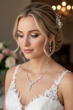 Zirkonia Schmuckset Silber – Collier & Ohrringe im eleganten Blätterdesign | ONDEGO®