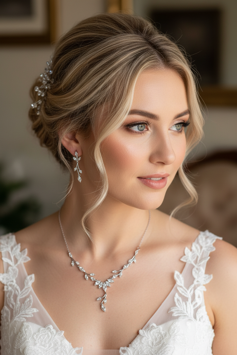 Zirkonia Schmuckset Silber – Collier & Ohrringe im eleganten Blätterdesign | ONDEGO®