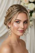 XXL Ohrringe Gold – Blattdesign mit Strass 7 cm lang | ONDEGO®