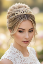 Diadem Gold – Strass Tiara 4,5 cm hoch filigran | ONDEGO®