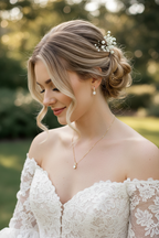 Schmuckset Gold mit Zirkonia – Halskette & Ohrringe | Brautschmuck Hochzeit Damen