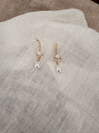 Perlenohrringe Gold mit Zirkonia – Elegante Braut Ohrringe 4 cm | Hochzeitsschmuck Damen | ONDEGO®