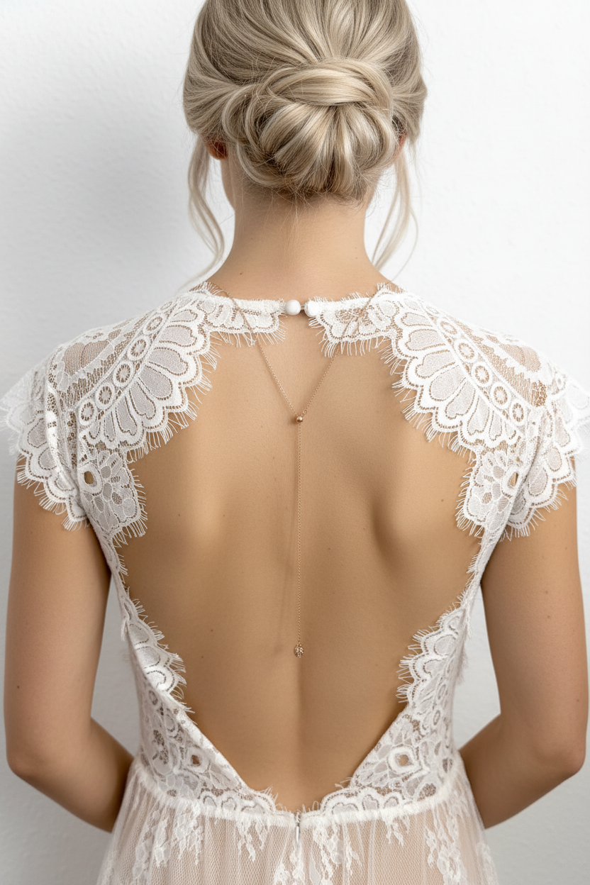 Roségold Rückenkette 2-in-1 mit Strassperle – verstellbares Collier mit Slider | ONDEGO®