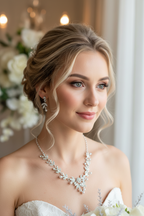 Strass & Perlen Schmuckset Silber – Collier & Ohrringe im eleganten Blätterdesign | ONDEGO®