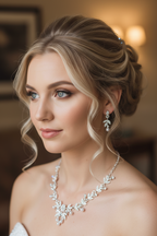 Strass & Perlen Schmuckset Silber – Collier & Ohrringe im eleganten Blätterdesign | ONDEGO®