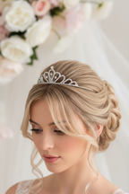 Zartes Diadem Silber – Strass Tiara 3,5 cm hoch filigran | ONDEGO®