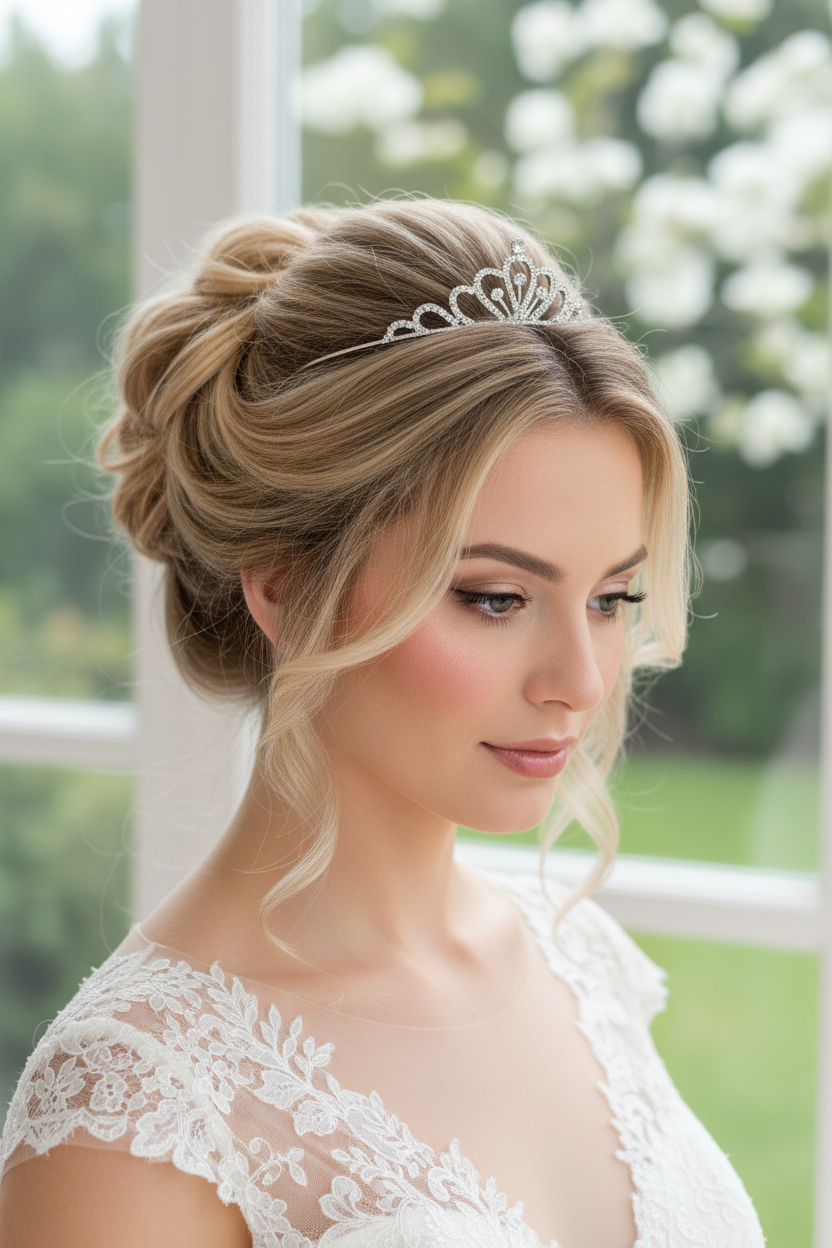 Zartes Diadem Silber – Strass Tiara 3,5 cm hoch filigran | ONDEGO®