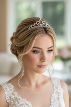 Zartes Diadem Silber – Strass Tiara 3,5 cm hoch filigran | ONDEGO®