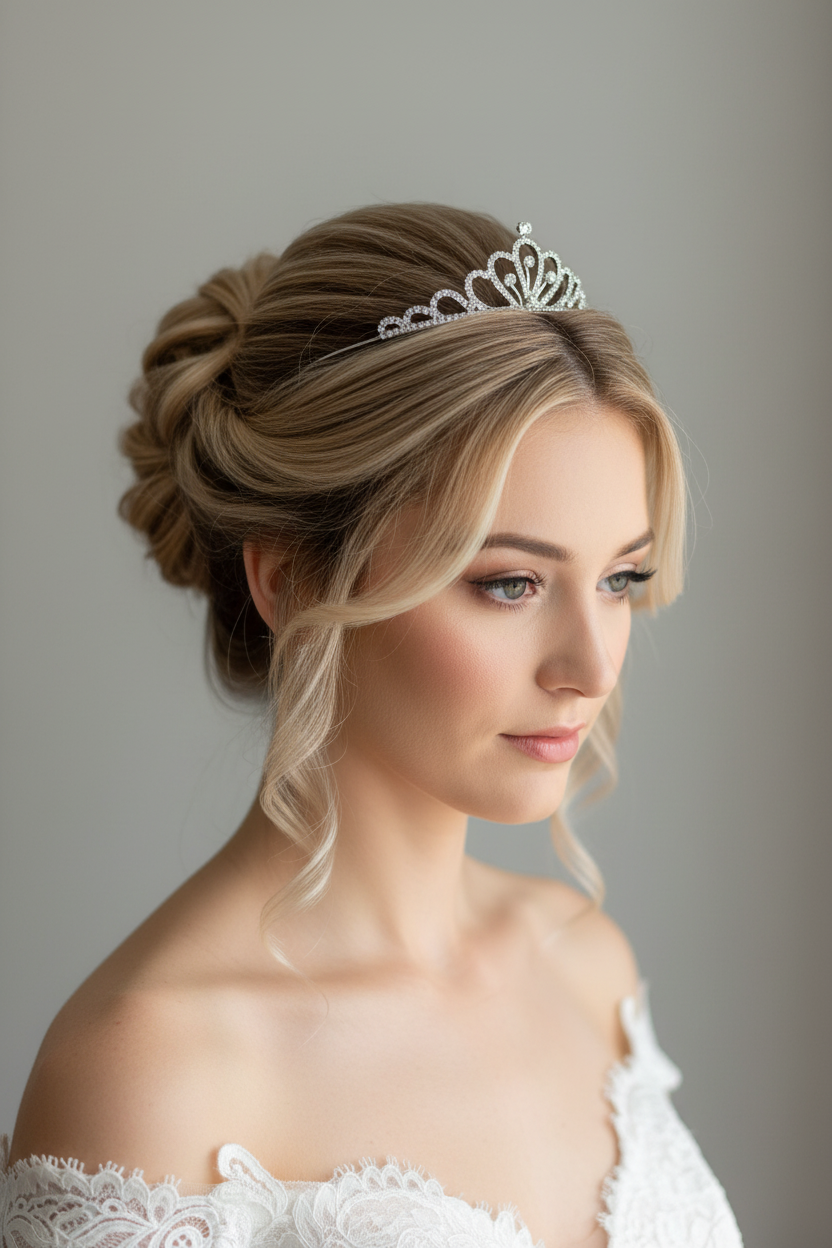 Zartes Diadem Silber – Strass Tiara 3,5 cm hoch filigran | ONDEGO®