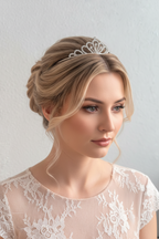 Zartes Diadem Silber – Strass Tiara 3,5 cm hoch filigran | ONDEGO®