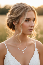 Halskette Gold mit Perle & Zirkonia – filigrane Brautkette im Blätterdesign