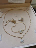 Zirkonia & Strass Schmuckset in Gold – Halskette, Ohrringe & Armband | ONDEGO®