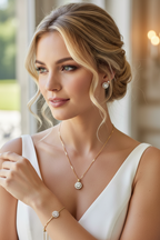 Zirkonia & Strass Schmuckset in Gold – Halskette, Ohrringe & Armband | ONDEGO®