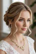 Strass & Perlen Schmuckset Gold – Collier & Ohrringe im eleganten Blätterdesign | ONDEGO®