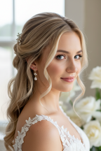 Perlenohrringe Gold mit Zirkonia – Elegante Braut Ohrringe 4 cm | Hochzeitsschmuck Damen | ONDEGO®