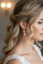 Perlenohrringe Gold mit Zirkonia – Elegante Braut Ohrringe 4 cm | Hochzeitsschmuck Damen | ONDEGO®