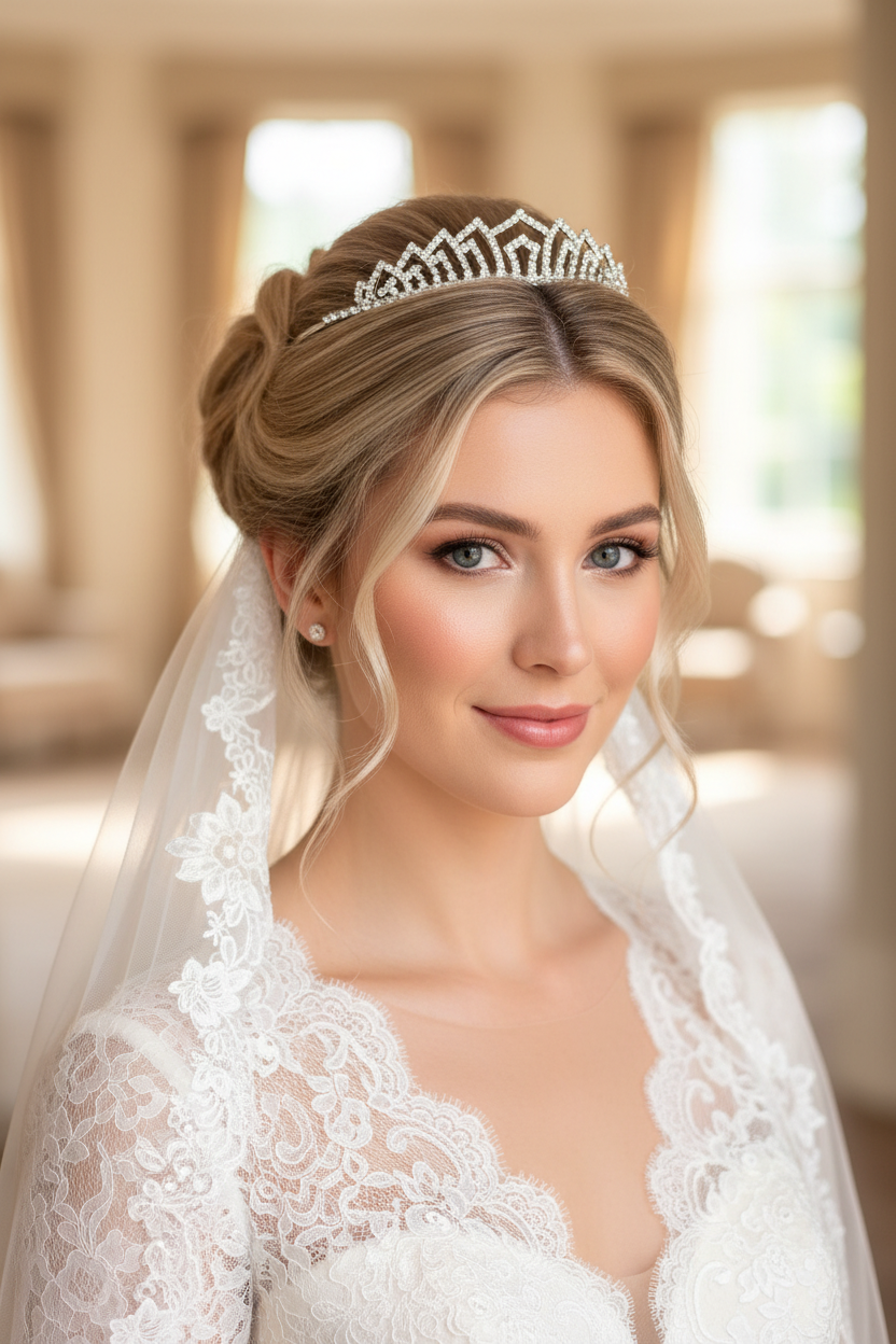 Diadem Silber – Strass Tiara 2,5 cm hoch filigran | ONDEGO®