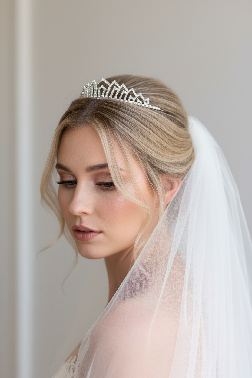 Diadem Silber – Strass Tiara 2,5 cm hoch filigran | ONDEGO®