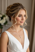 Schmuckset Roségold mit Blatt Design – Halskette & Ohrringe mit Zirkonia | Brautschmuck Hochzeit Damen