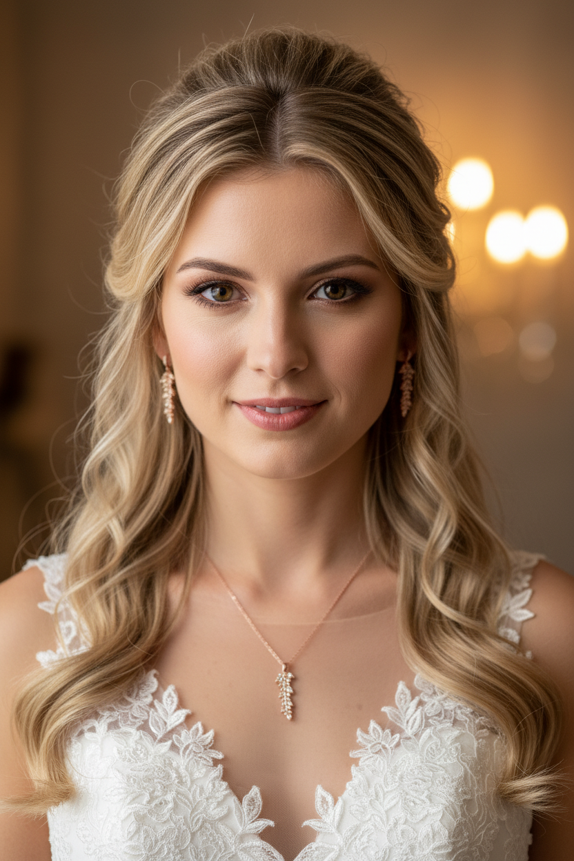 Schmuckset Roségold mit Blatt Design – Halskette & Ohrringe mit Zirkonia | Brautschmuck Hochzeit Damen