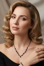 Brautschmuck Set Schwarz – Halskette, Armband & Ohrringe mit Strass | Rhodium Look | ONDEGO®