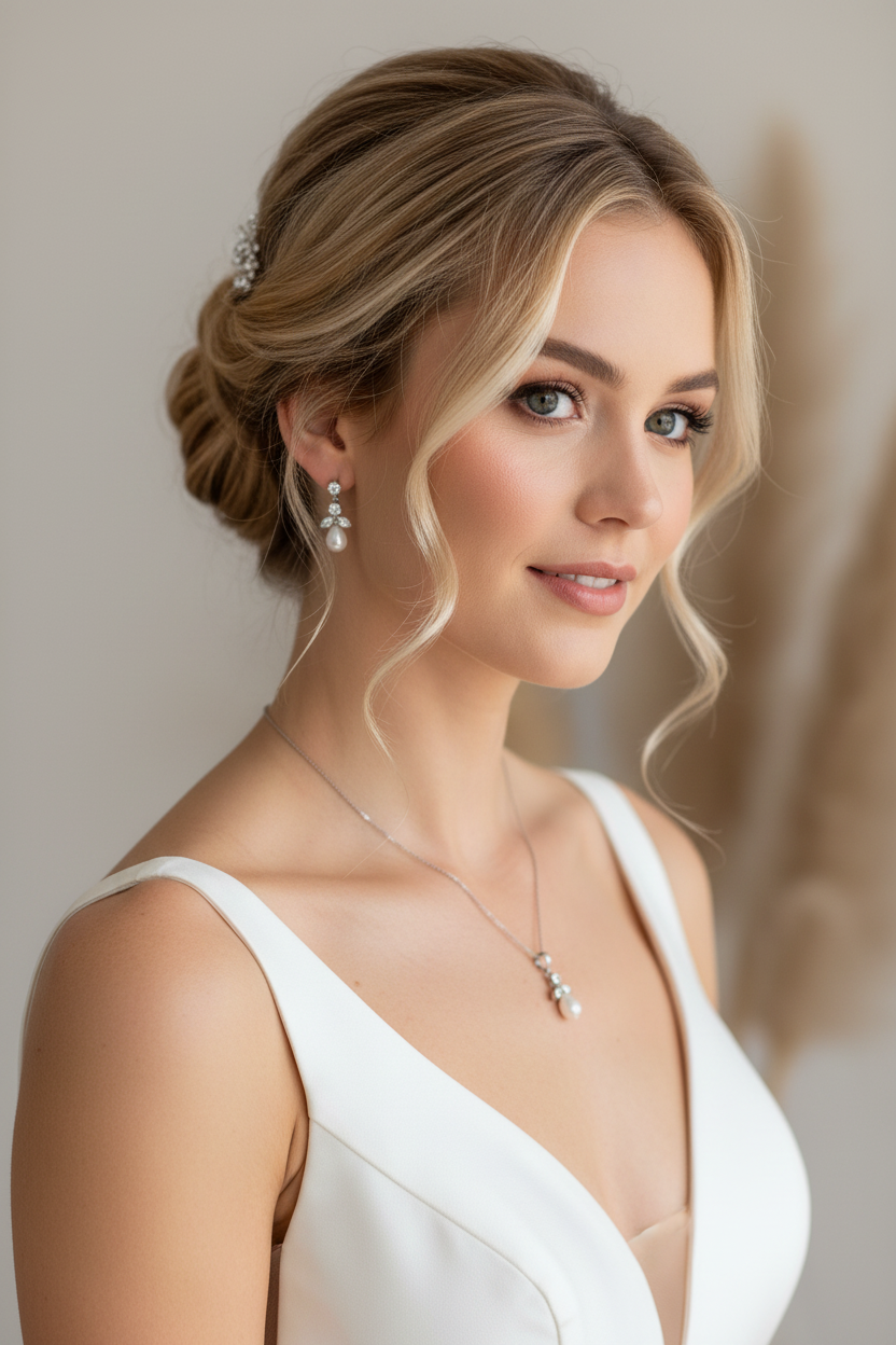 Schmuckset Silber – Perlen & Zirkonia Collier mit Ohrringen | ONDEGO®