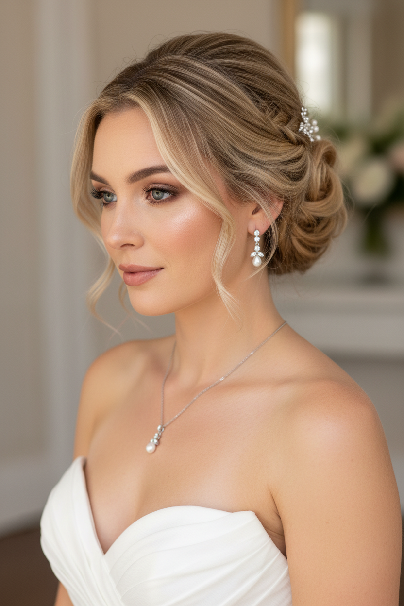 Schmuckset Silber – Perlen & Zirkonia Collier mit Ohrringen | ONDEGO®