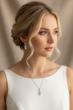 Schmuckset Silber – Perlen & Zirkonia Collier mit Ohrringen | ONDEGO®