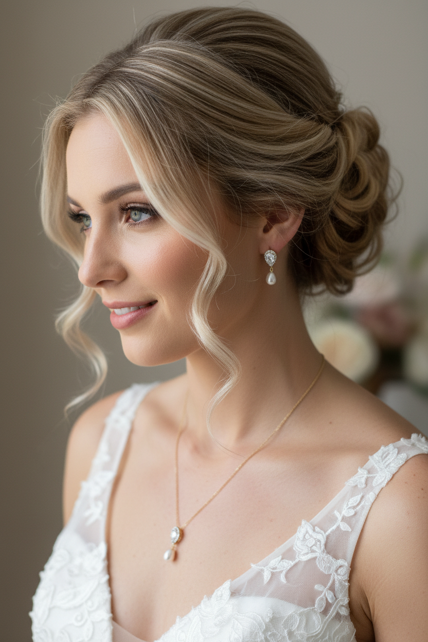 Zirkonia Perlen Schmuckset Gold – Halskette & Ohrringe | Brautschmuck | ONDEGO®