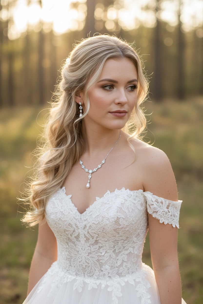 Elegantes Brautschmuck Set Silber – Zirkonia Kette & Ohrringe | ONDEGO®