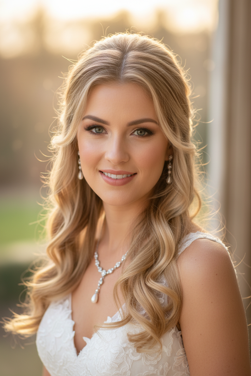 Elegantes Brautschmuck Set Silber – Zirkonia Kette & Ohrringe | ONDEGO®