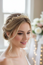 Diadem Gold – Tiara mit Strass und Ösen 4 cm hoch | ONDEGO®