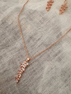 Schmuckset Roségold mit Blatt Design – Halskette & Ohrringe mit Zirkonia | Brautschmuck Hochzeit Damen