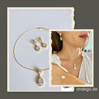 ONDEGO® Brautschmuck-Set Gold mit Zirkonia – Halskette, Ohrringe & Armband