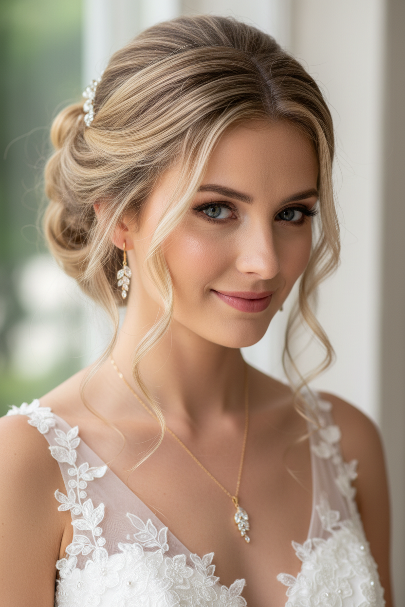 Brautschmuck Set Gold – Halskette & Ohrringe mit Zirkonia | verstellbar | ONDEGO®