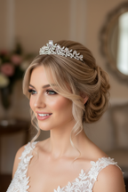 Zirkonia Diadem Silber – Tiara 4 cm hoch filigran | ONDEGO®